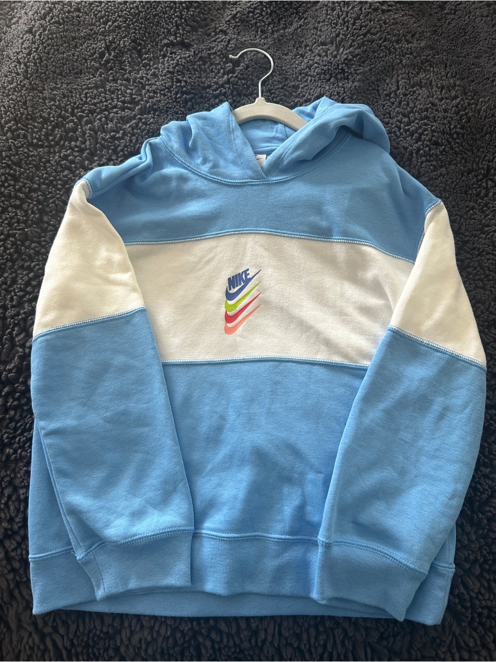 Nike kids Light Blue and White Hooded Sweatshirt